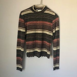 ♥️ Sparkly Striped Mock Neck